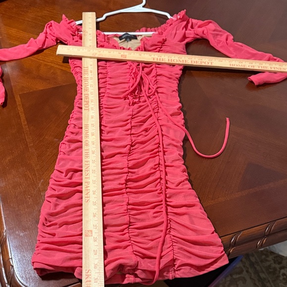 Majorelle darling hot pink barbiecore ruched Elegant pink coral Dress XS - Picture 9 of 9